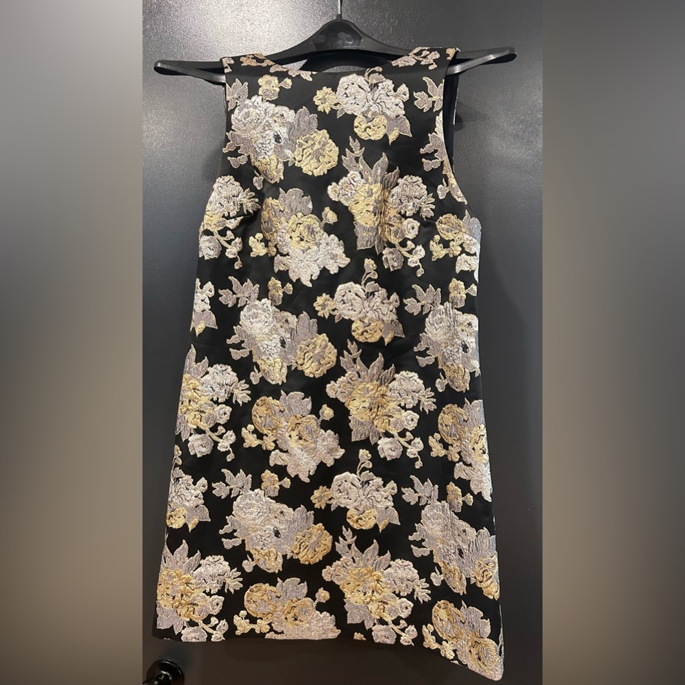 Alice + Olivia Black and Gold Floral Midi Dress